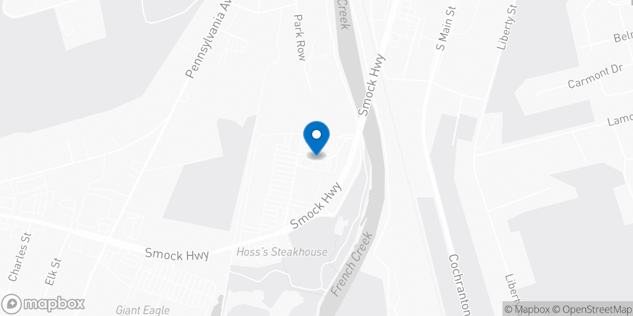 Map showing the location of the Social Security office in Meadville, PA