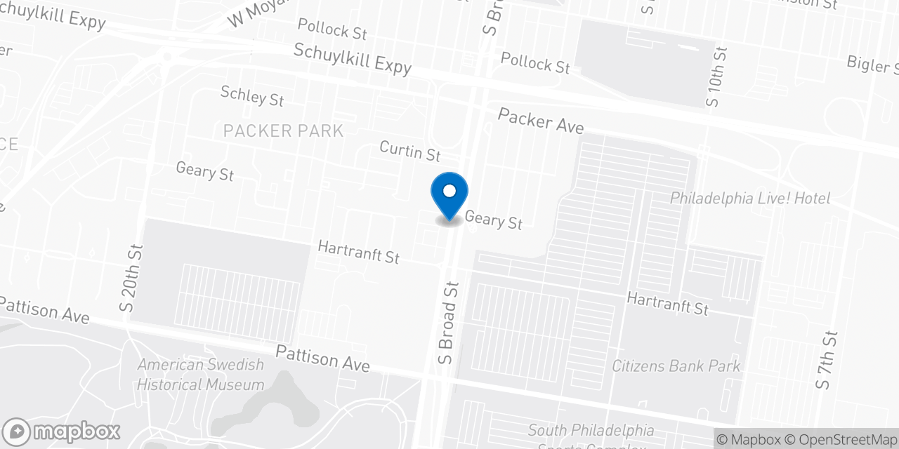 Map showing the location of the Social Security office in Philadelphia, PA