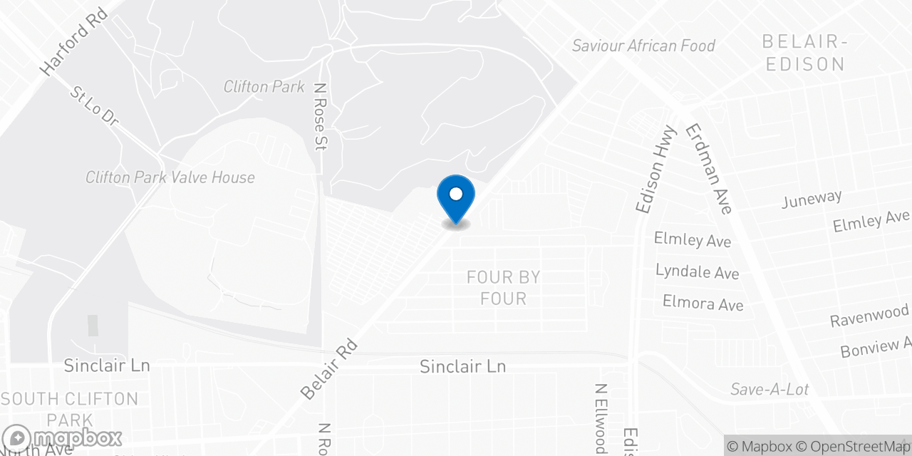 Map showing the location of the Social Security office in Baltimore, MD
