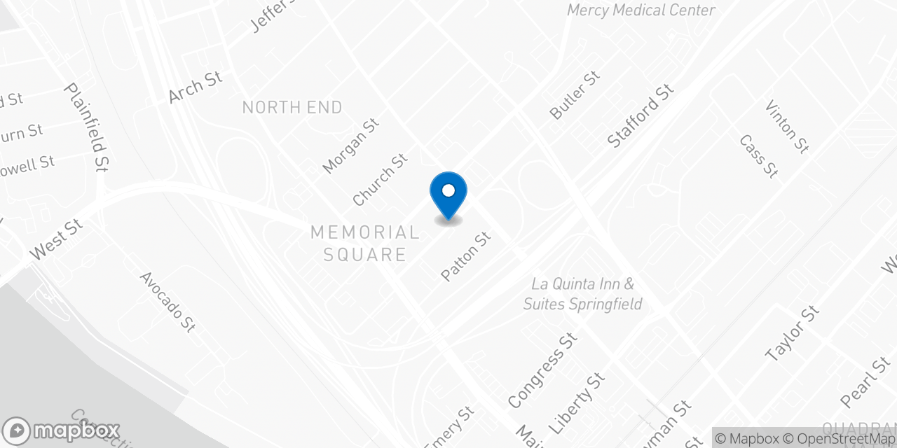 Map showing the location of the Social Security office in Springfield, MA