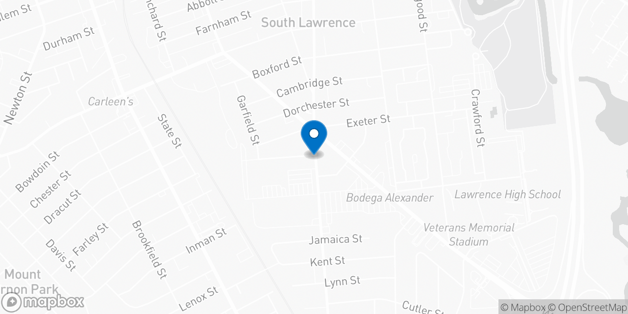 Map showing the location of the Social Security office in Lawrence, MA
