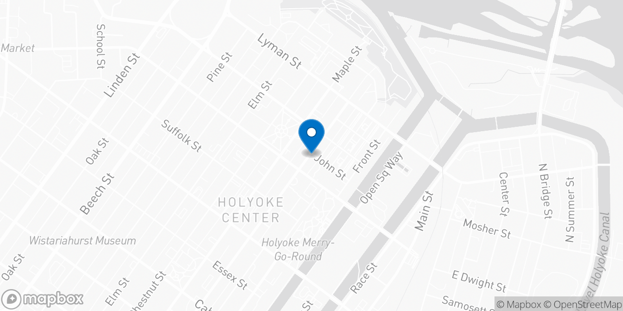 Map showing the location of the Social Security office in Holyoke, MA