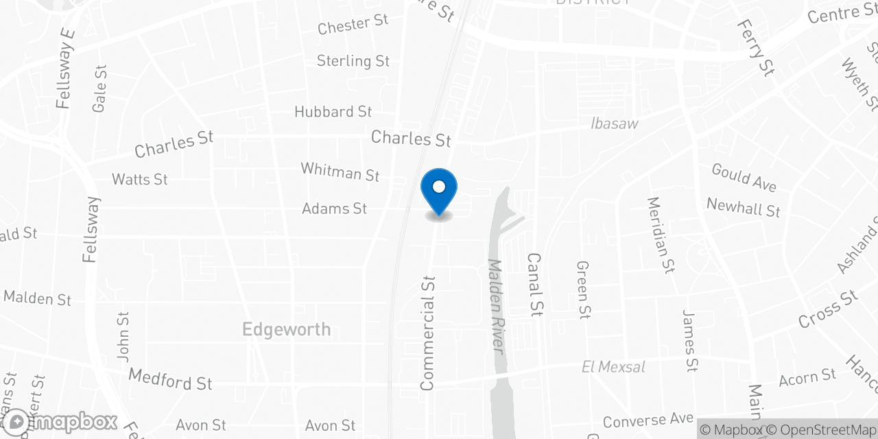 Map showing the location of the Social Security office in Malden, MA