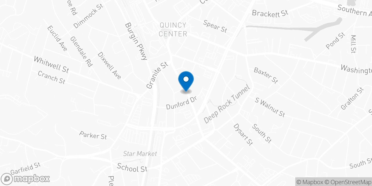 Map showing the location of the Social Security office in Quincy, MA