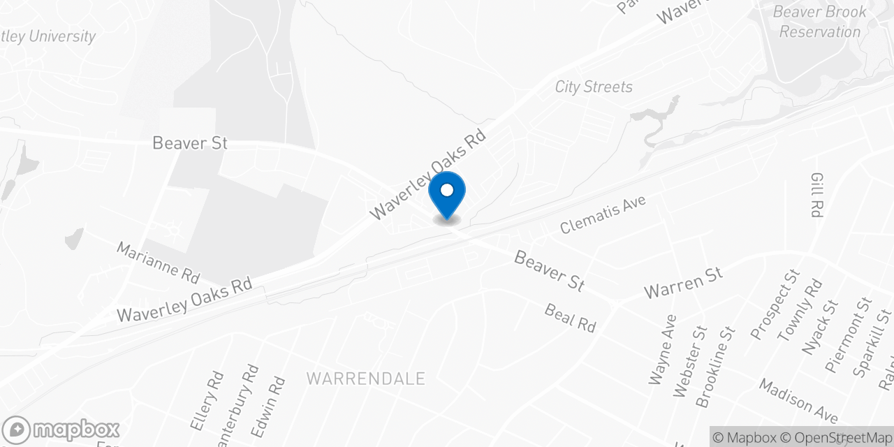 Map showing the location of the Social Security office in Waltham, MA