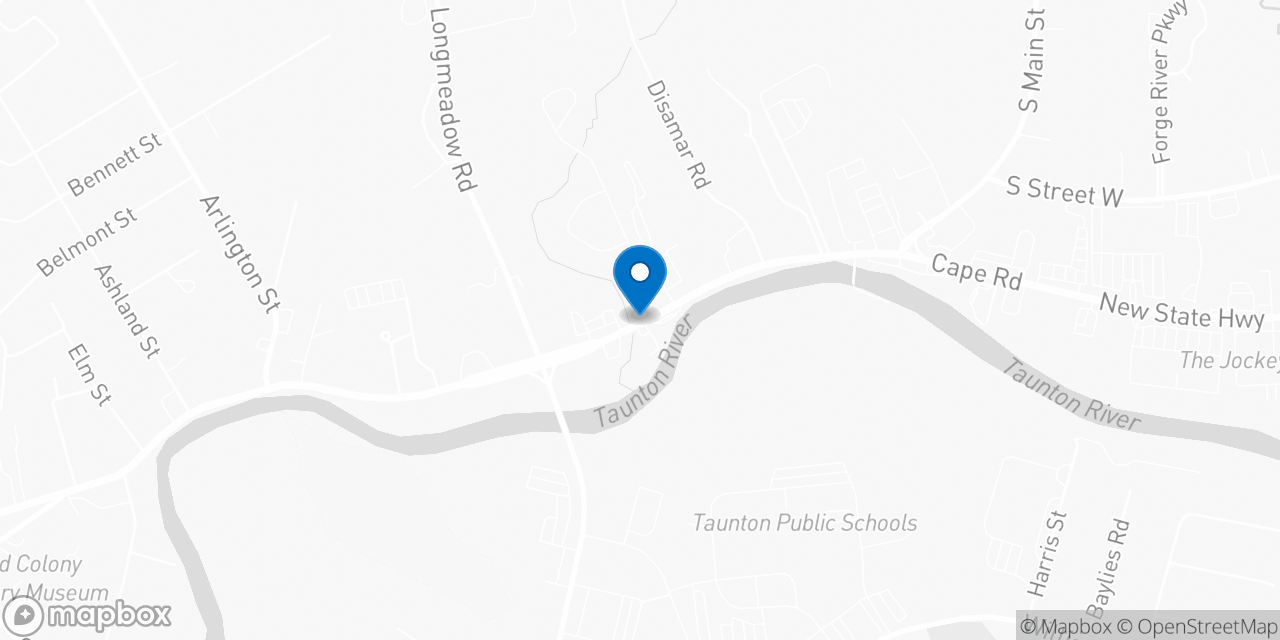 Map showing the location of the Social Security office in Taunton, MA