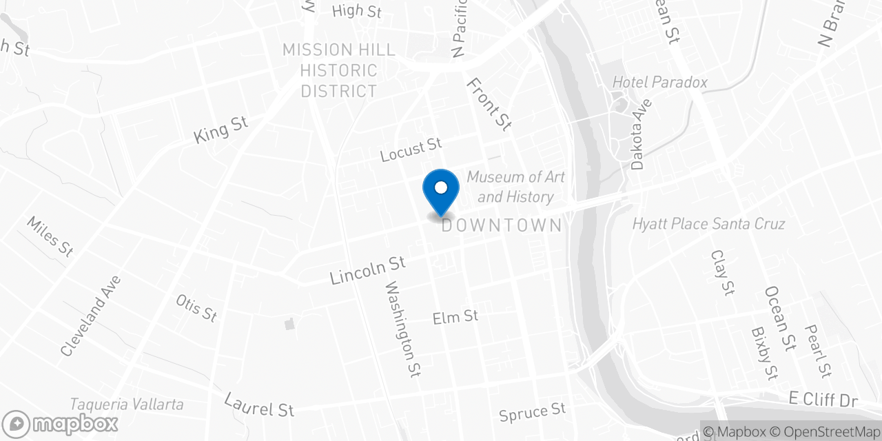 Map showing the location of the Social Security office in Santa Cruz, CA