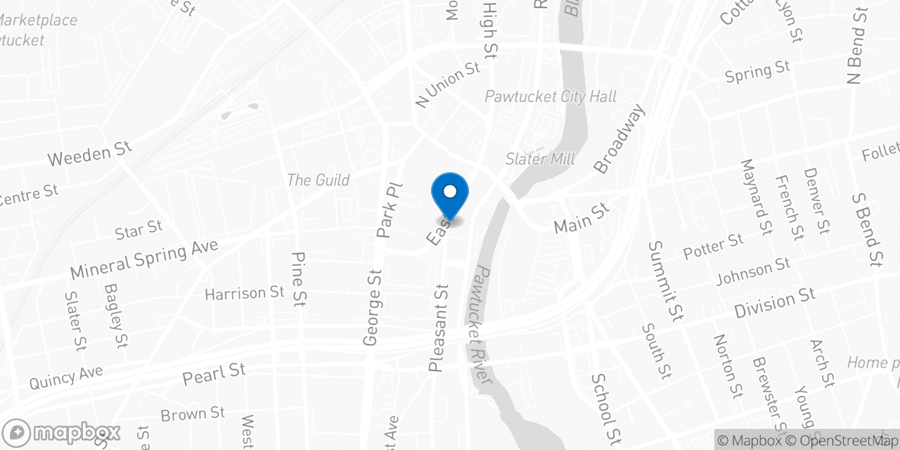 Map showing the location of the Social Security office in Pawtucket, RI