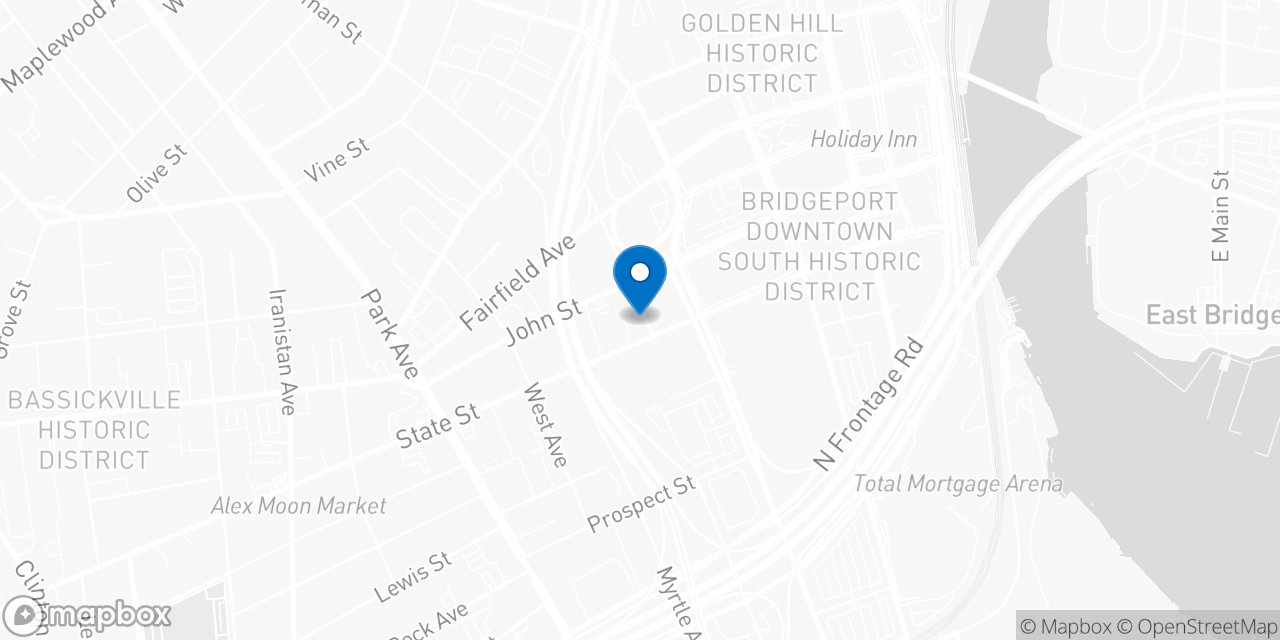 Map showing the location of the Social Security office in Bridgeport, CT