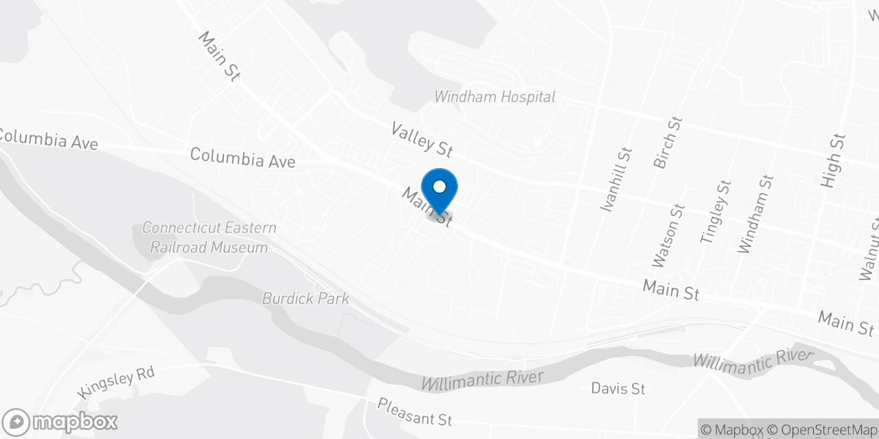Map showing the location of the Social Security office in Willimantic, CT