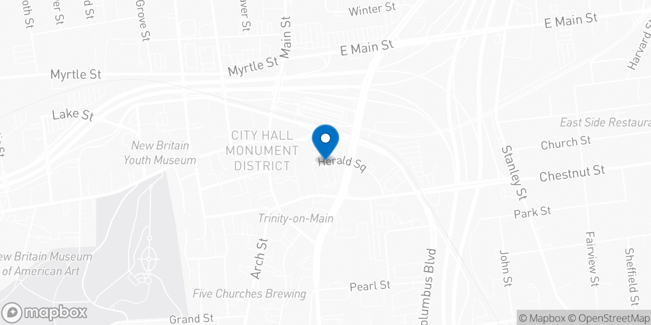 Map showing the location of the Social Security office in New Britain, CT