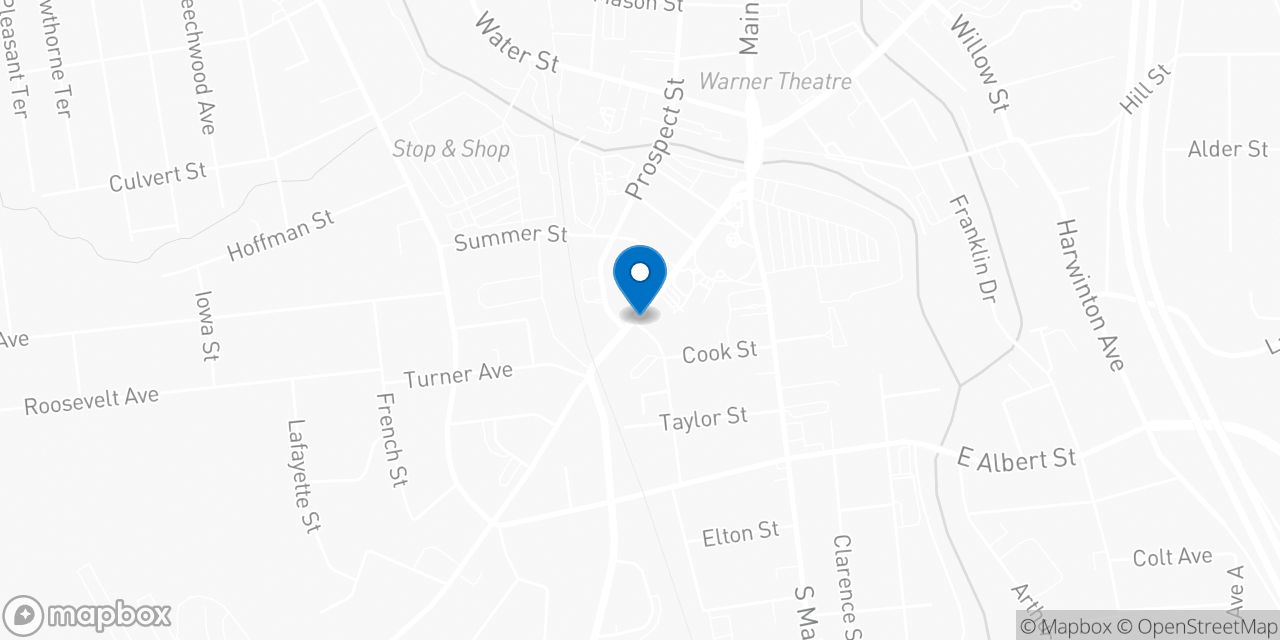 Map showing the location of the Social Security office in Torrington, CT