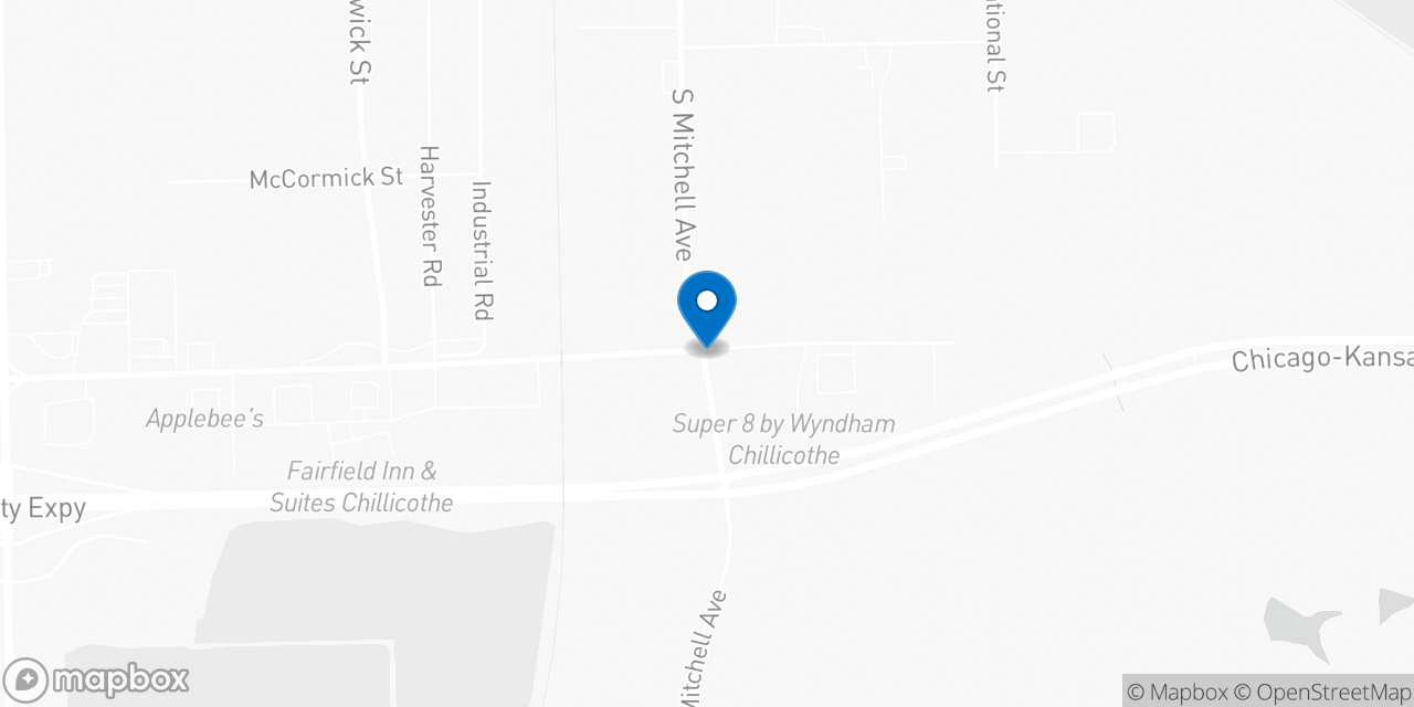 Map showing the location of the Social Security office in Chillicothe, MO