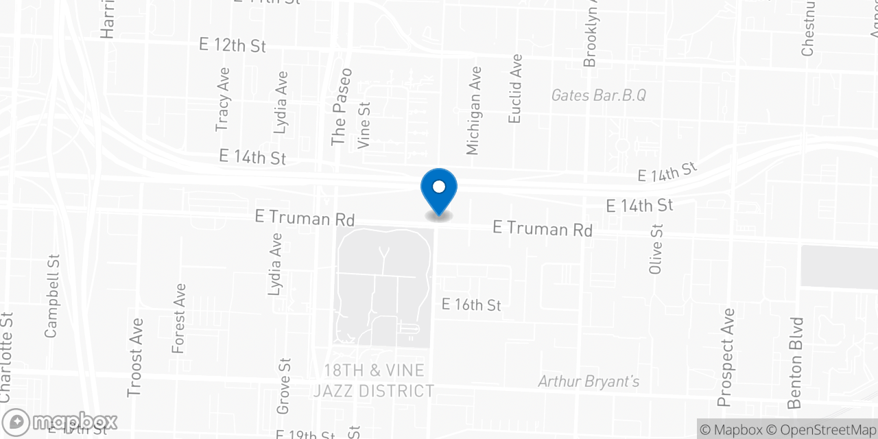 Map showing the location of the Social Security office in Kansas City, MO