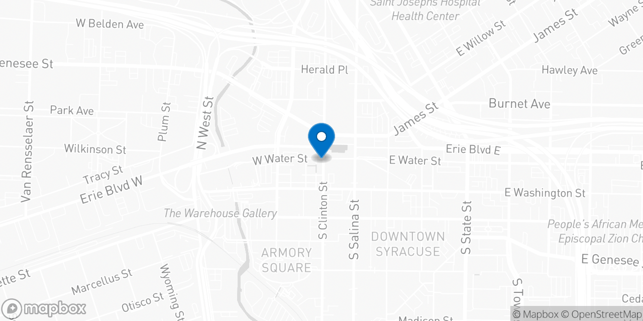 Map showing the location of the Social Security office in Syracuse, NY