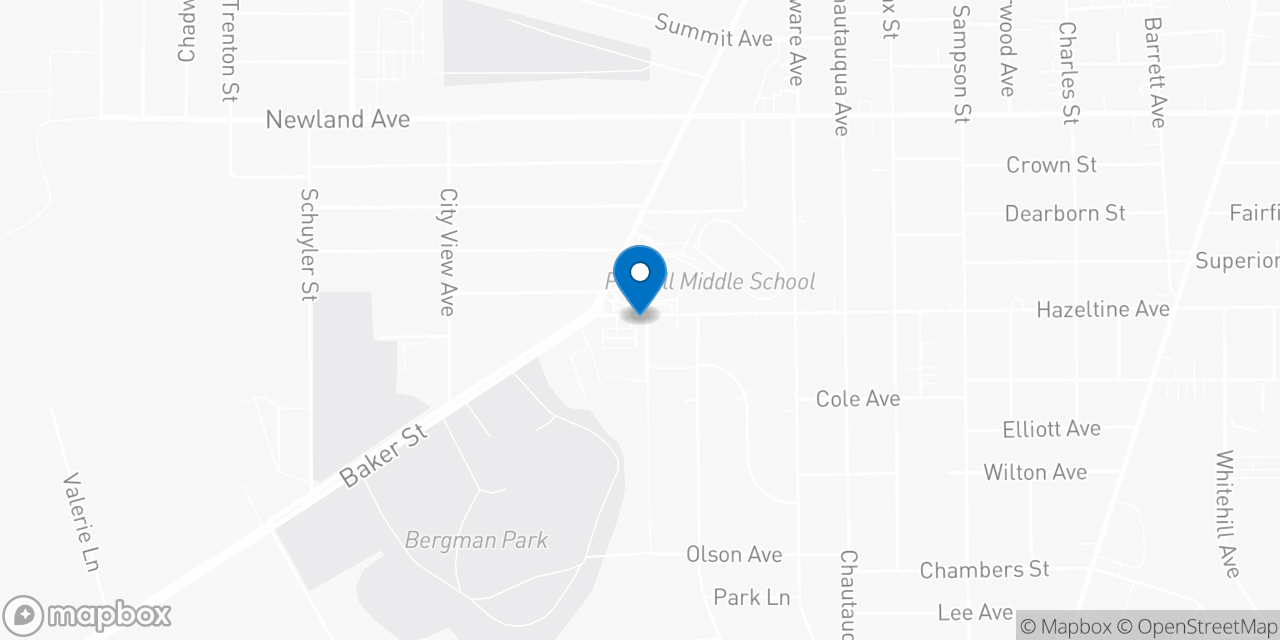 Map showing the location of the Social Security office in Jamestown, NY