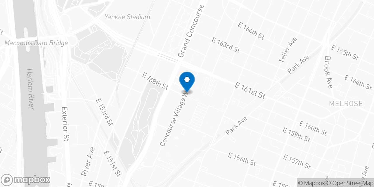 Map showing the location of the Social Security office in Bronx, NY