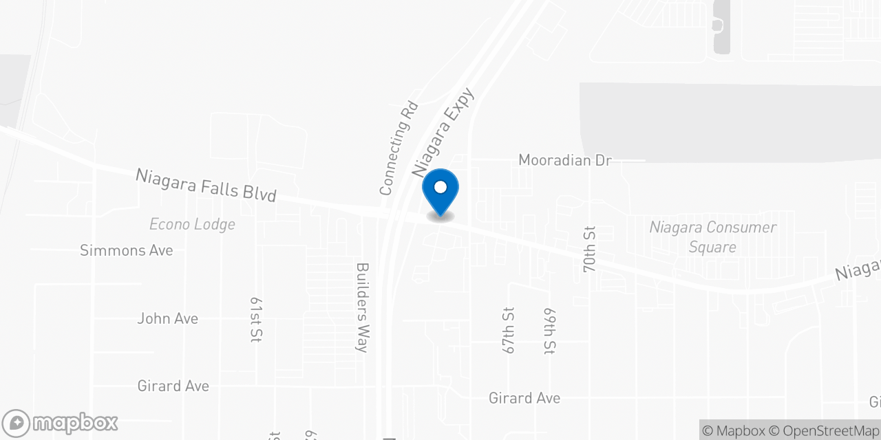 Map showing the location of the Social Security office in Niagara Falls, NY