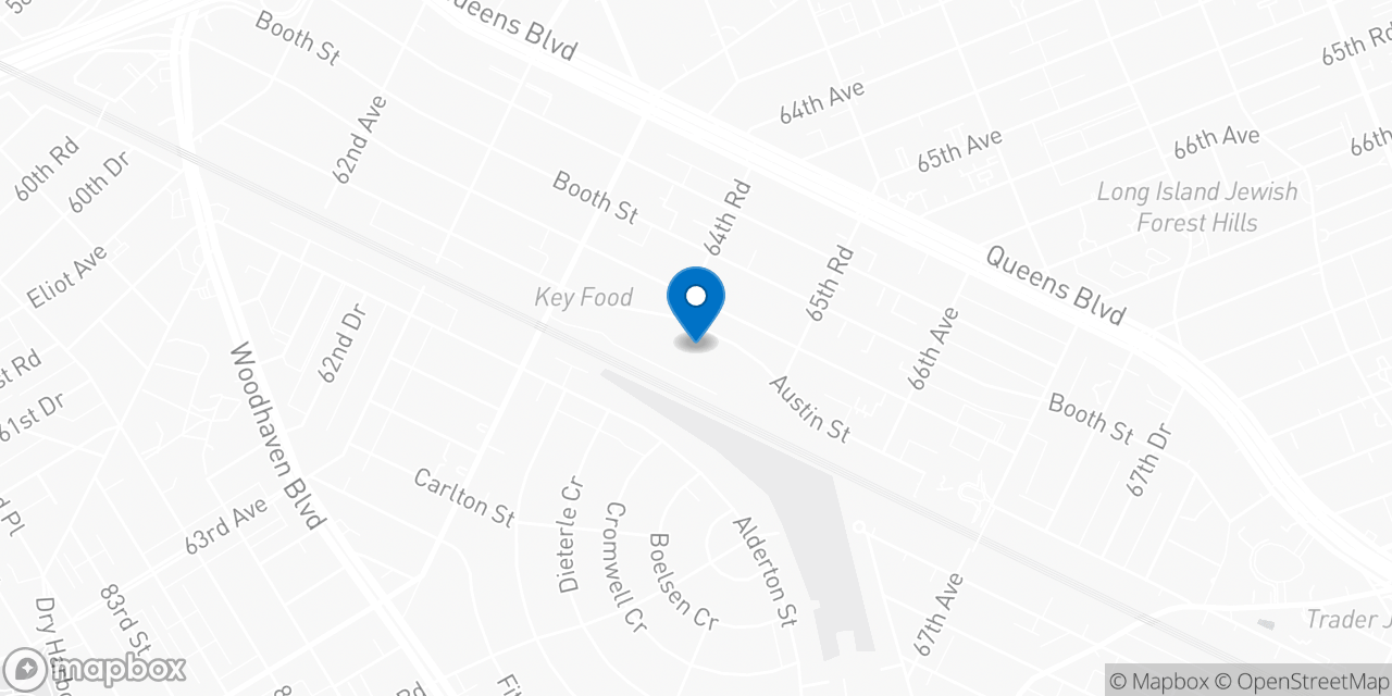 Map showing the location of the Social Security office in Rego Park, NY