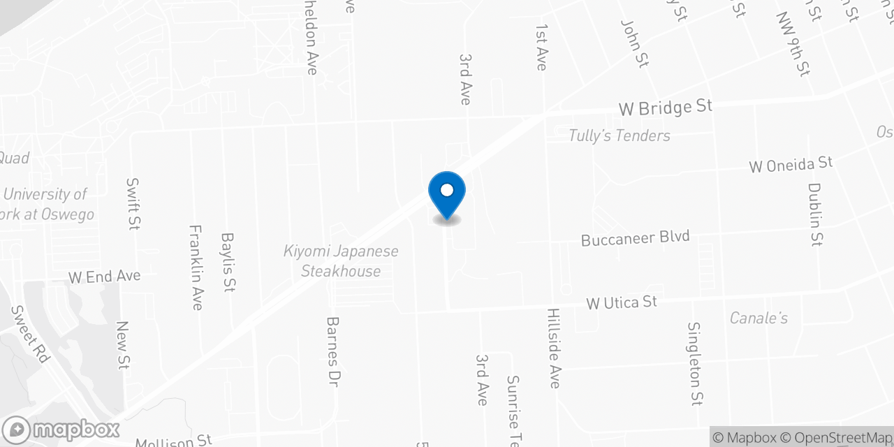 Map showing the location of the Social Security office in Oswego, NY