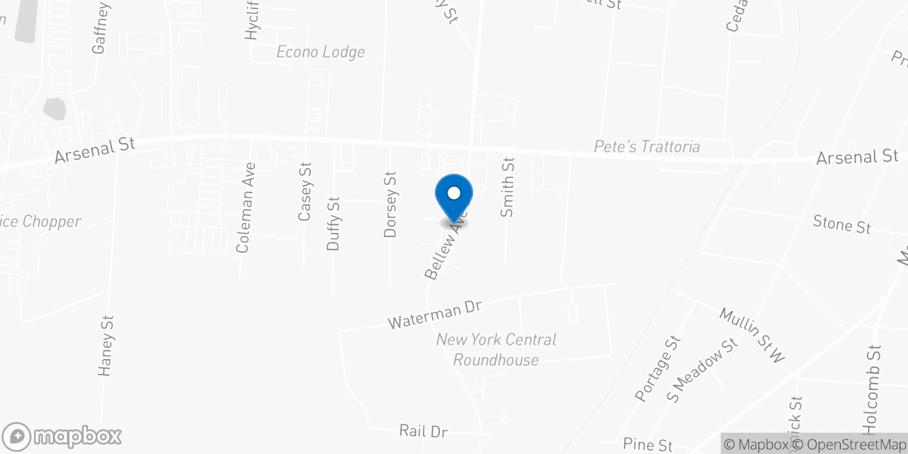 Map showing the location of the Social Security office in Watertown, NY