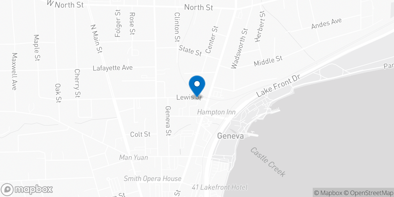 Map showing the location of the Social Security office in Geneva, NY
