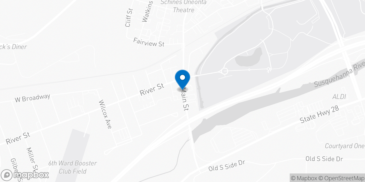 Map showing the location of the Social Security office in Oneonta, NY