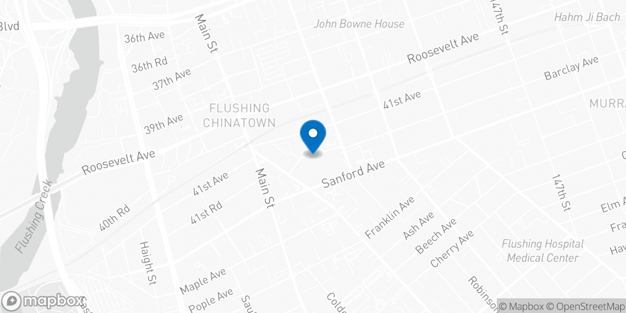 Map showing the location of the Social Security office in Flushing, NY