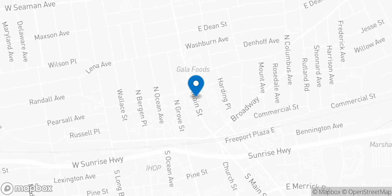 Map showing the location of the Social Security office in Freeport, NY