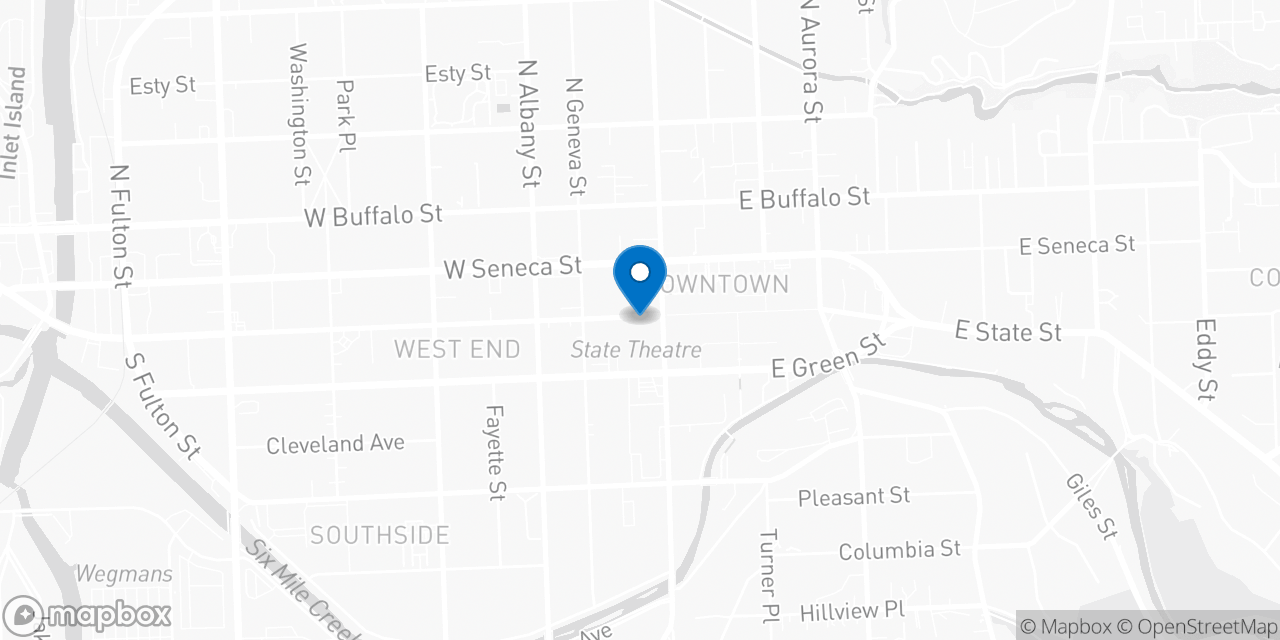 Map showing the location of the Social Security office in Ithaca, NY