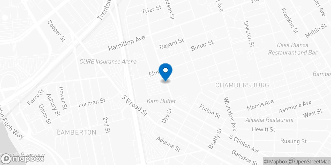 Map showing the location of the Social Security office in Trenton, NJ