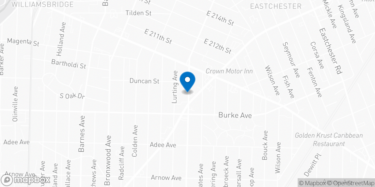 Map showing the location of the Social Security office in Bronx, NY