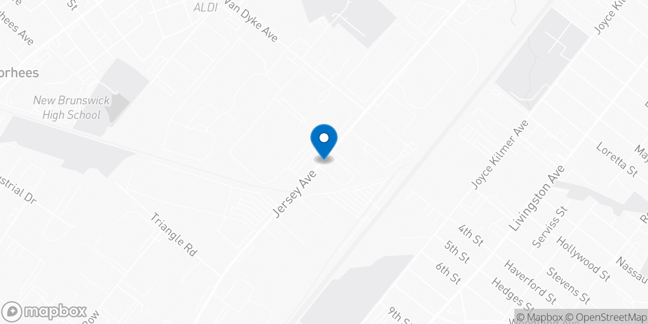 Map showing the location of the Social Security office in New Brunswick, NJ