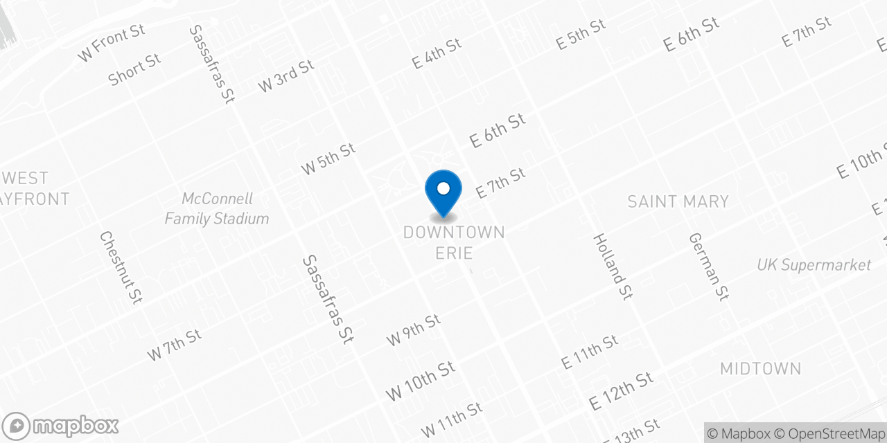 Map showing the location of the Social Security office in Erie, PA