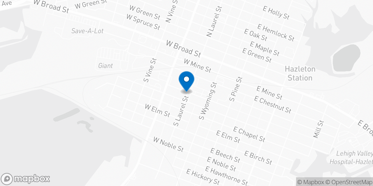 Map showing the location of the Social Security office in Hazleton, PA
