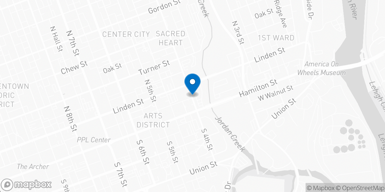Map showing the location of the Social Security office in Allentown, PA