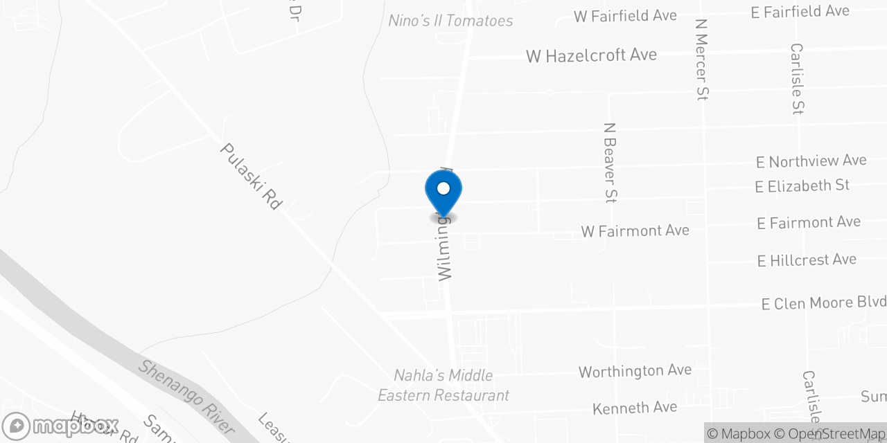 Map showing the location of the Social Security office in New Castle, PA