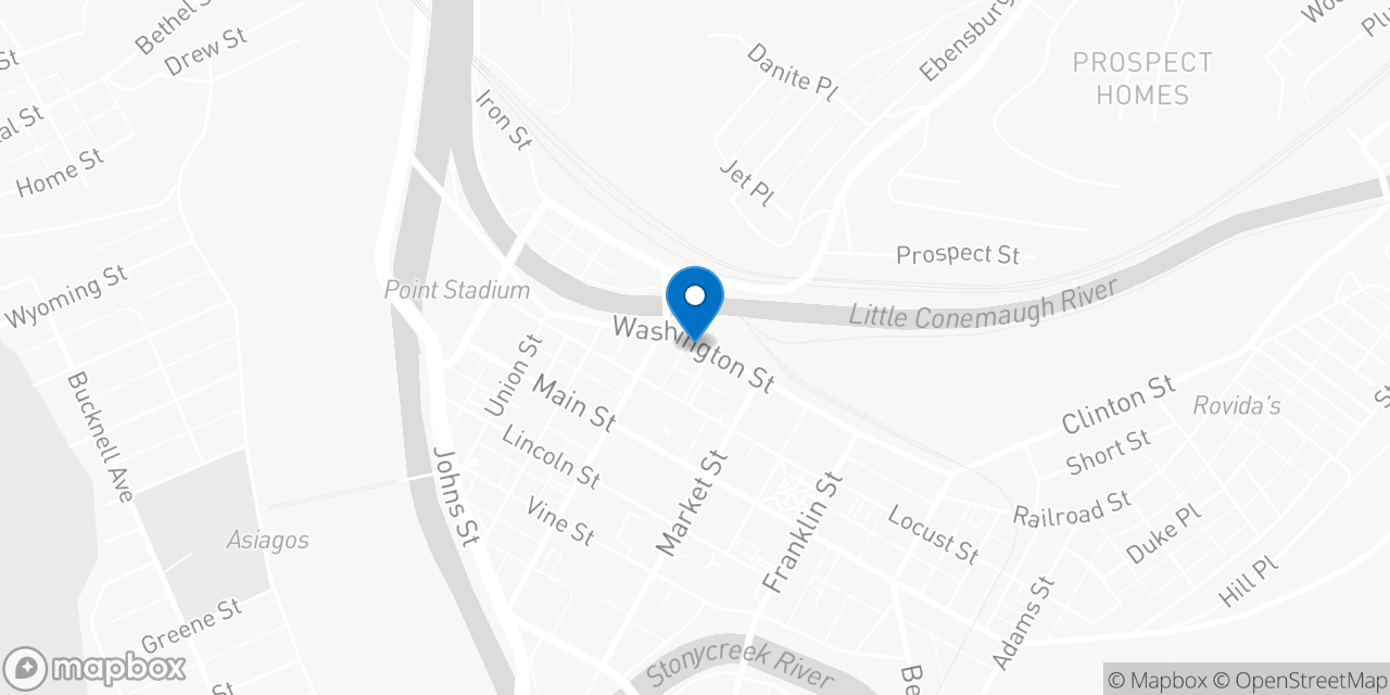 Map showing the location of the Social Security office in Johnstown, PA