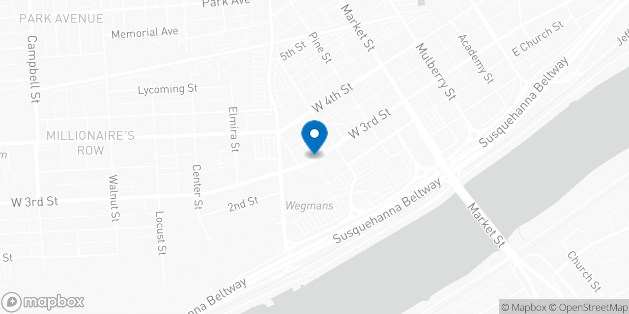Map showing the location of the Social Security office in Williamsport, PA