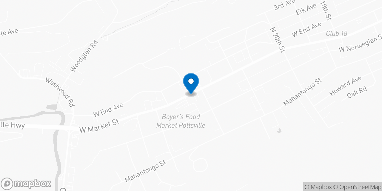 Map showing the location of the Social Security office in Pottsville, PA