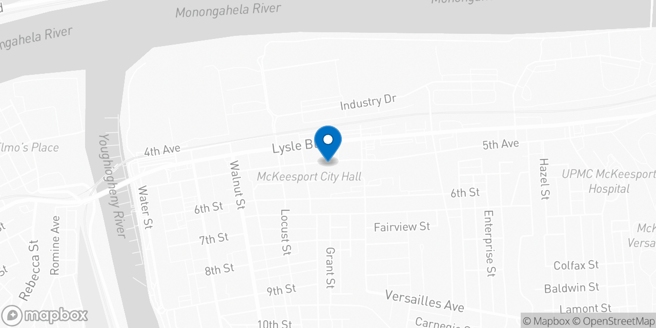 Map showing the location of the Social Security office in Mckeesport, PA