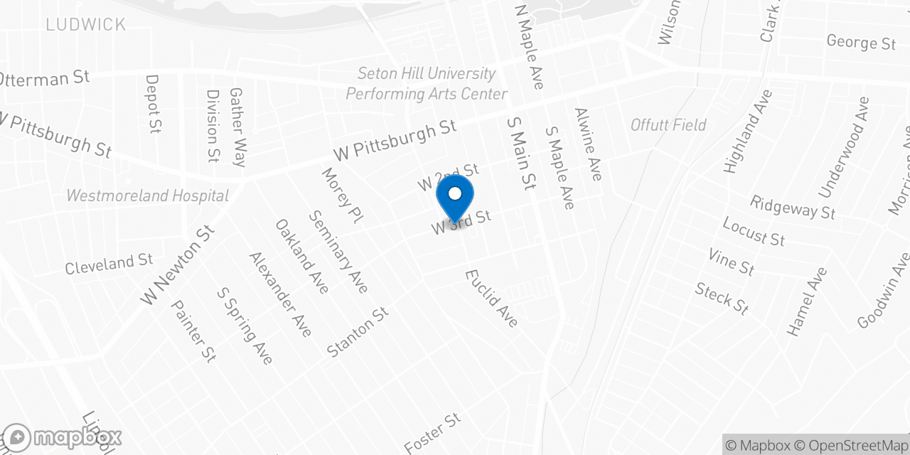 Map showing the location of the Social Security office in Greensburg, PA