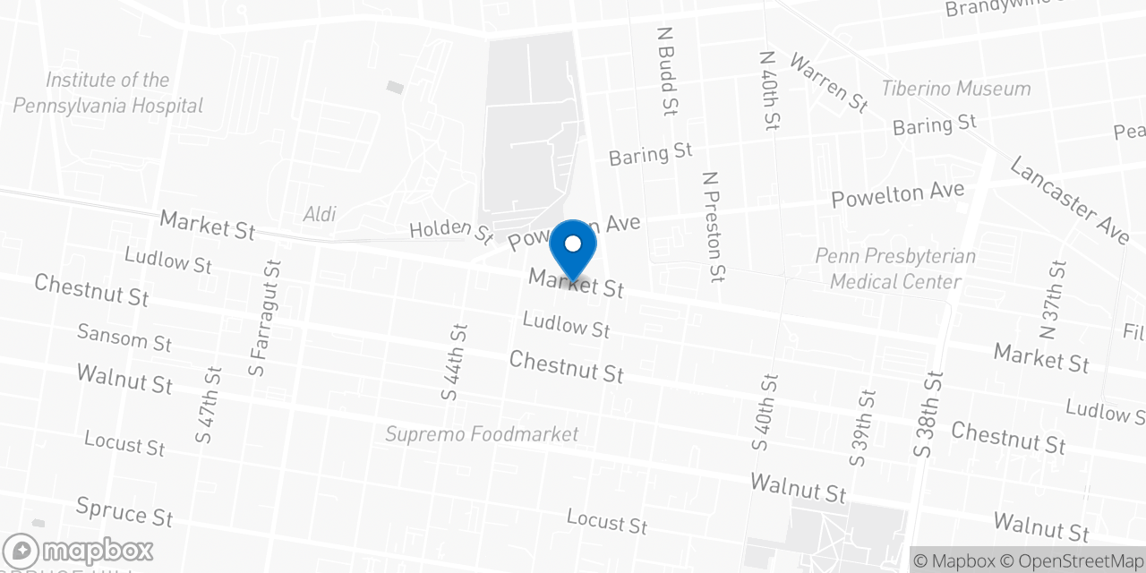 Map showing the location of the Social Security office in Philadelphia, PA