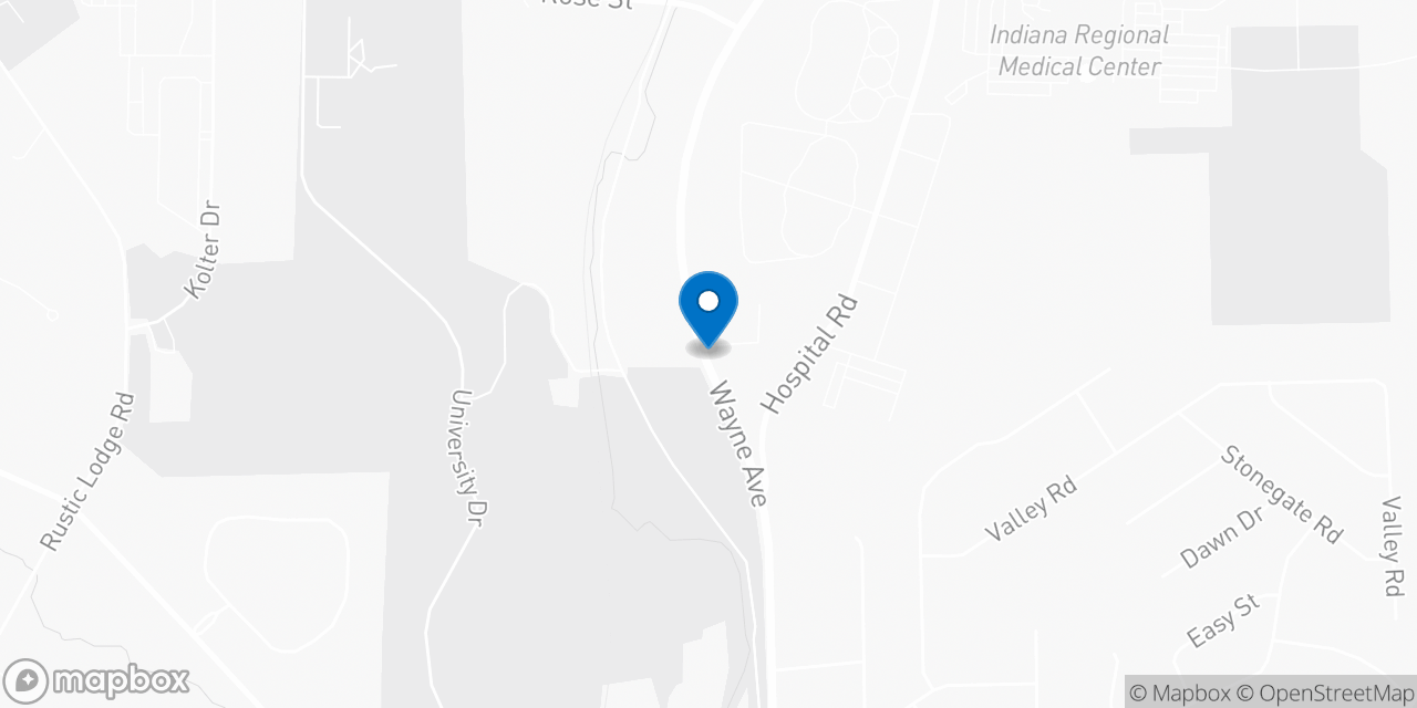 Map showing the location of the Social Security office in Indiana, PA