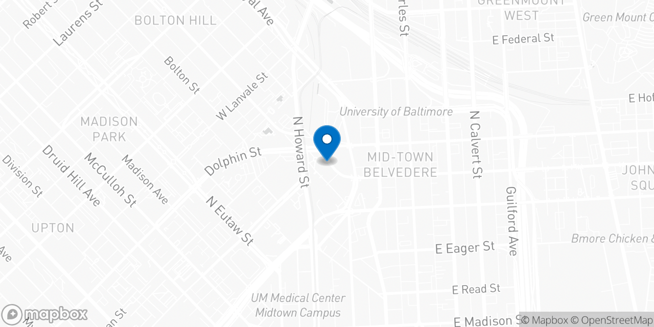 Map showing the location of the Social Security office in Baltimore, MD