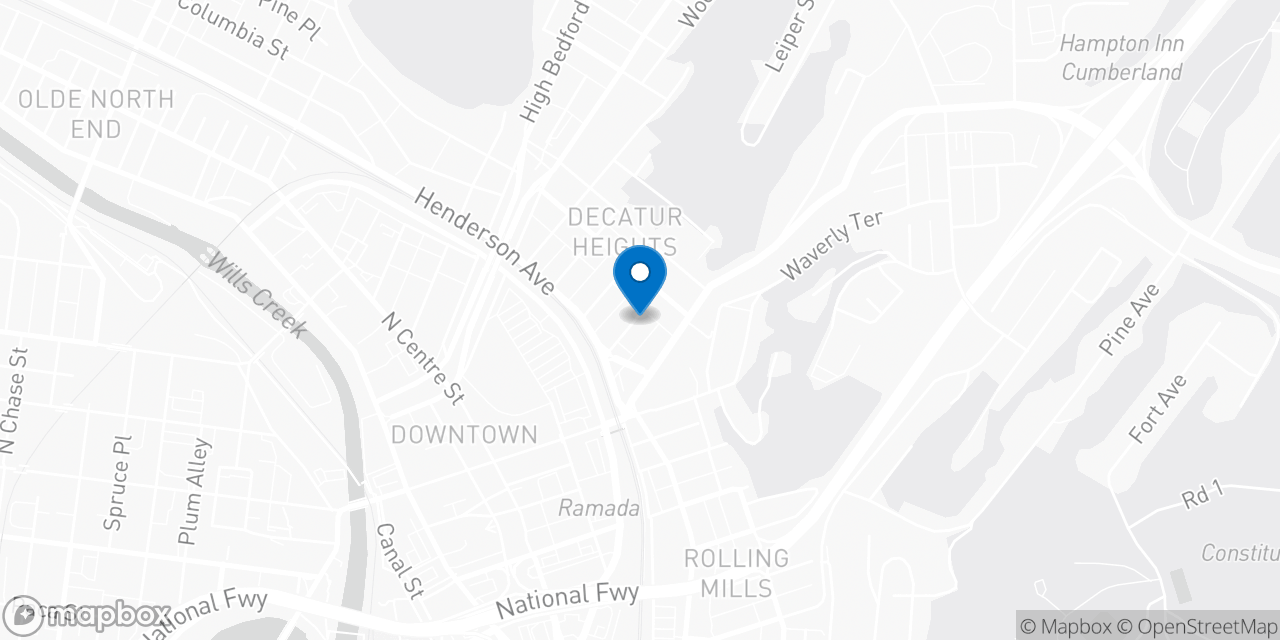 Map showing the location of the Social Security office in Cumberland, MD