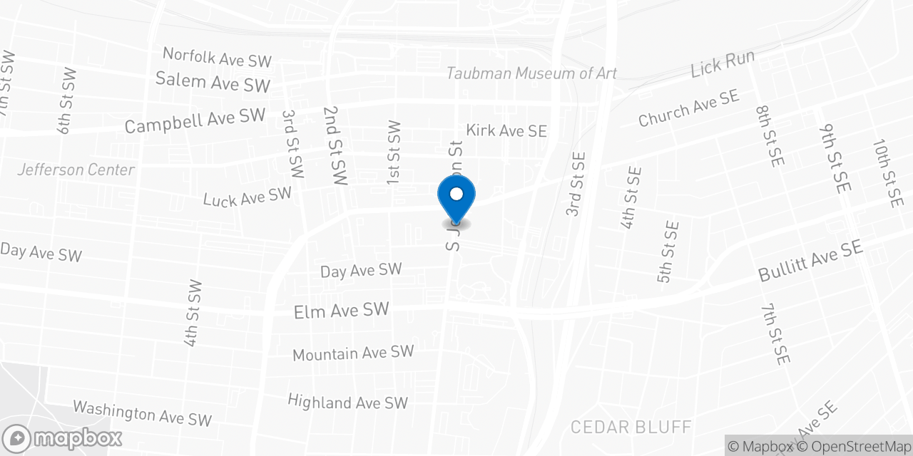 Map showing the location of the Social Security office in Roanoke, VA