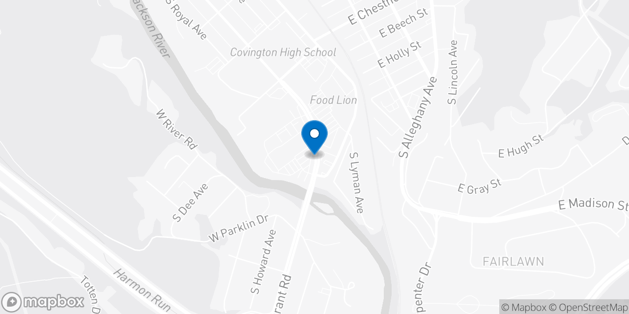 Map showing the location of the Social Security office in Covington, VA