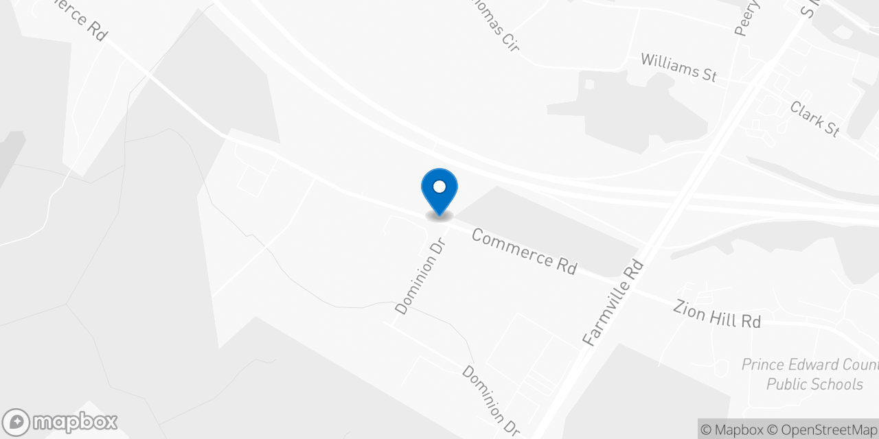 Map showing the location of the Social Security office in Farmville, VA
