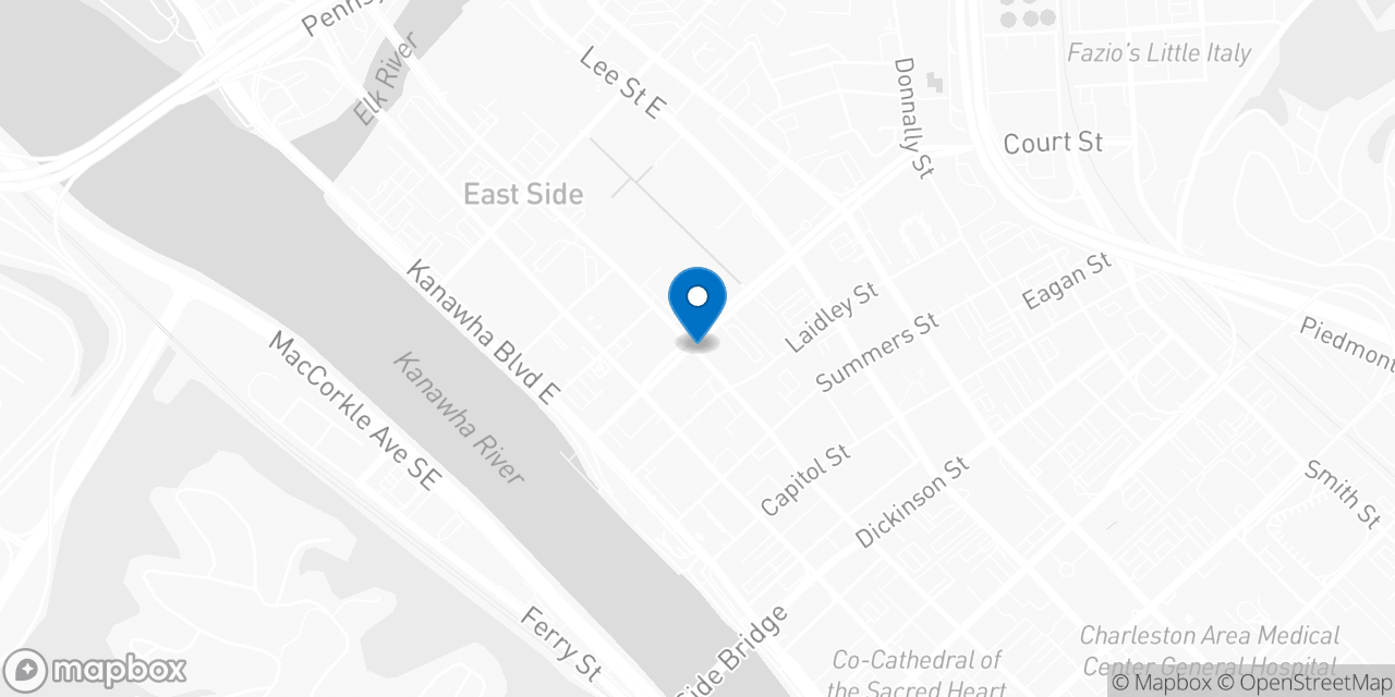Map showing the location of the Social Security office in Charleston, WV